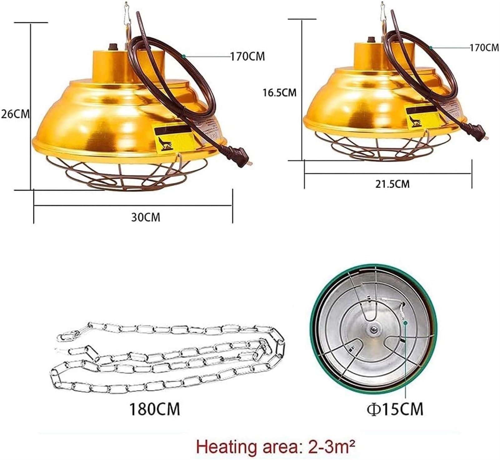 Lampada Riscaldante a Infrarossi for Cuccioli, Lampadina Riscaldante for Prendere il Sole, Lampada Riscaldante for Allevatrice di Polli da 200W-400W con Termostati e Lampadina for Pulcini Rettili Cucc