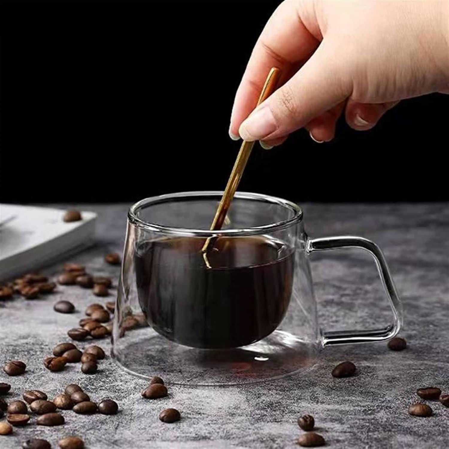 INLIMA Drinking Glasses Transparent Double Bottom Coffee Cup Milk Whiskey Tea Beer Heat Resistant Cocktail Vodka Wine Mug Drinkware Tumbler Cups