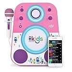 Singing Machine SMK250PP Bluetooth Sing Along Kids Karaoke Machine With LED lights and Microphone, Purple/Pink