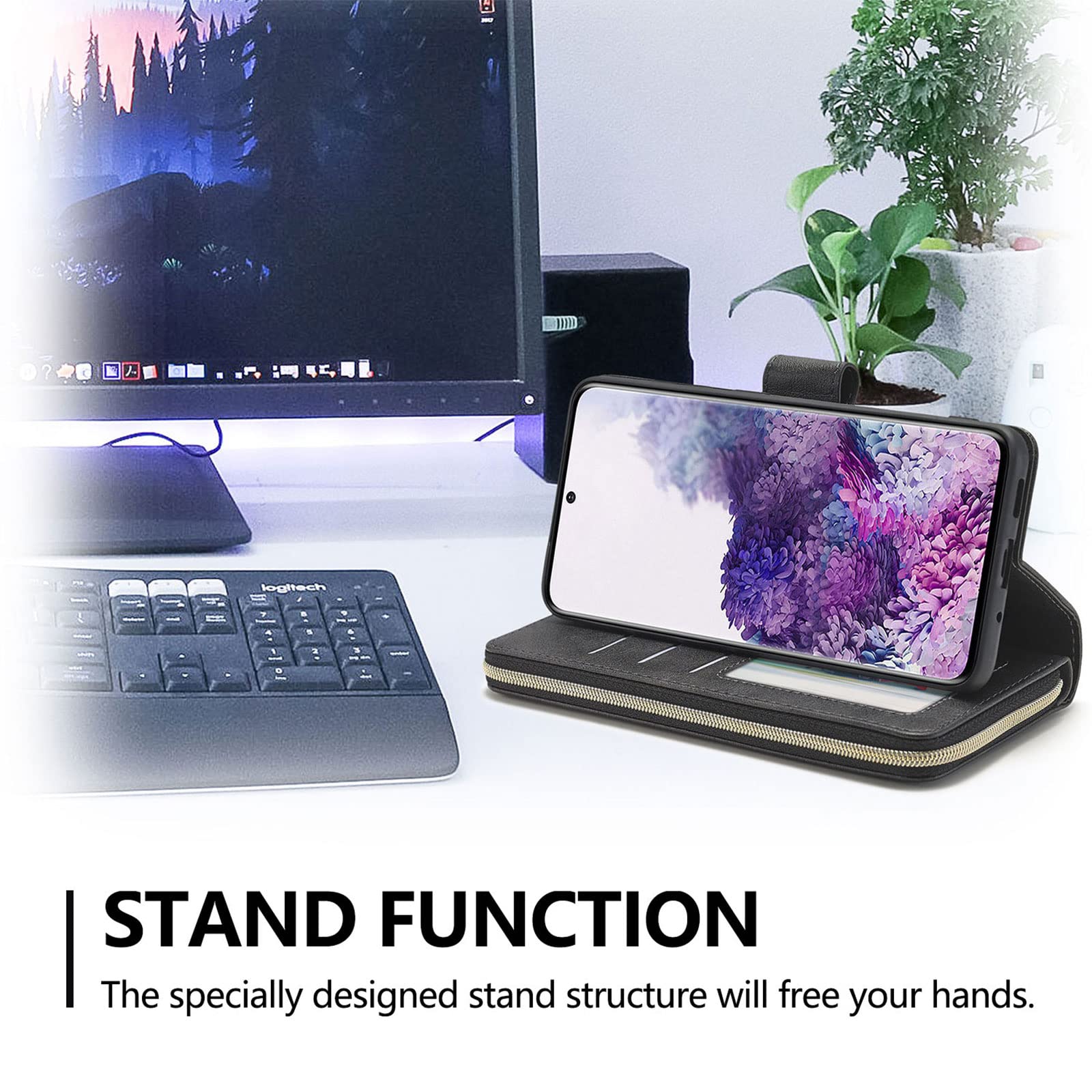 ZCDAYE Wallet Phone Case for iPhone 16, Premium Leather Case with Card Slots Magnetic Closure Zipper Pocket - Image 4