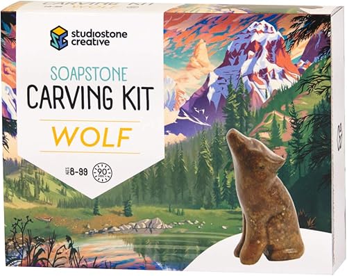 STUDIOSTONE CREATIVE Kit de tallado de artes y manualidades para niños y adultos, escultura de lobo