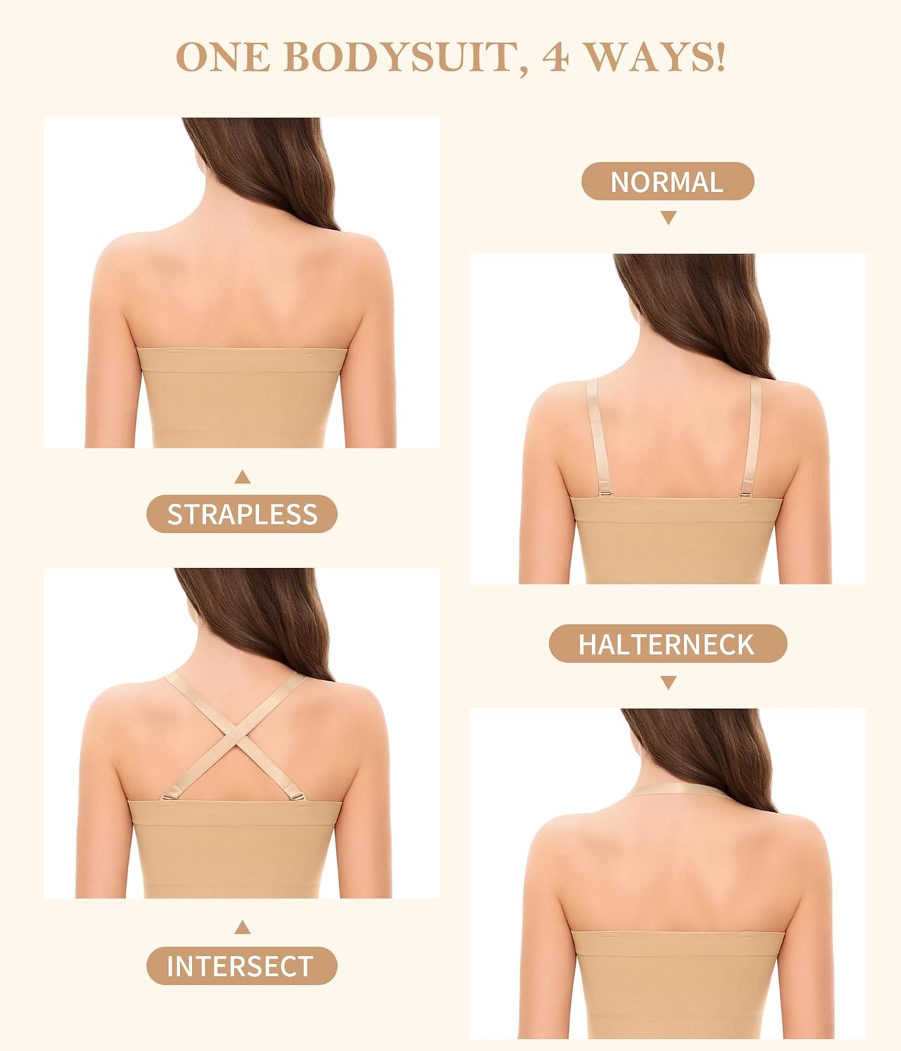 Irisnaya Strapless Shapewear Bodysuit for Women - Thong Bodysuit Tummy Control Tube Top Body Suits with Removable Strap - Image 5