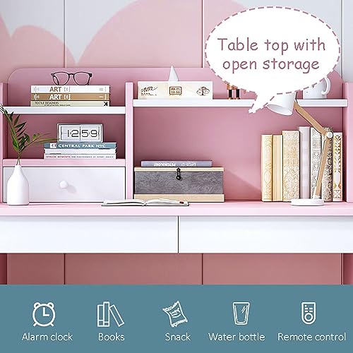 Miniatura 3 de QQXX Adorable juego de escritorio y silla de estudio mesa de estudio escolar de madera con cajones y silla de conejera escritorio de estudio para