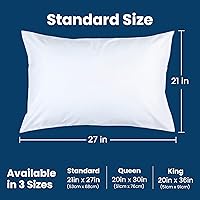 Vista 3 de Everlasting Comfort, protector de almohada de 2 unidades impermeable, comodidad al 100 %, hipoalergénico, con membrana respirable., Blanco, Estándar