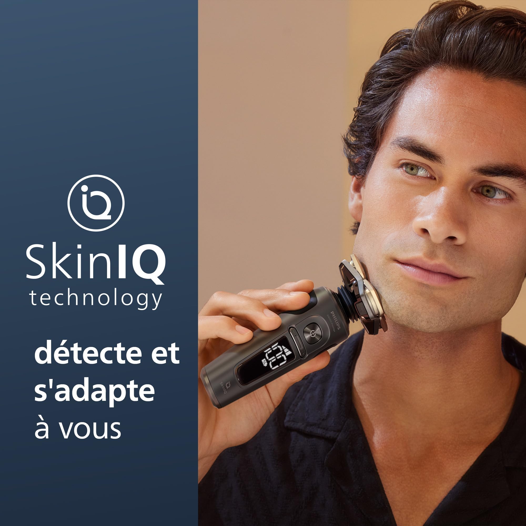 Philips Shaver S9000 Prestige, rasoir électrique Wet&Dry, or, technologie SkinIQ, pochette premium, plateau de charge Qi, tondeuse précision, tondeuse nez-oreilles, Quick Clean Pod, modèle SP9882/36