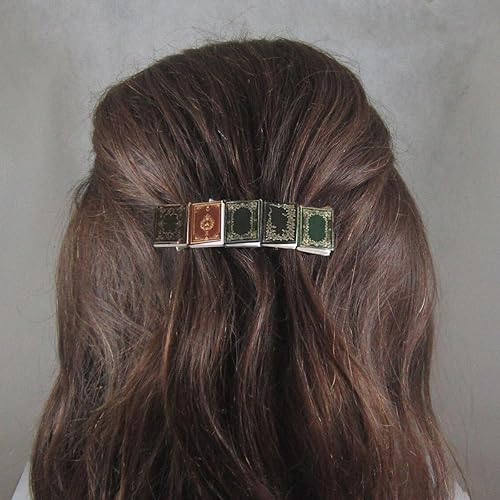 Miniatura 5 de Pasador para el cabello con diseño de libro en miniatura, hecho a mano, vintage, para libros pequeños, accesorios para el cabello, libros de páginas