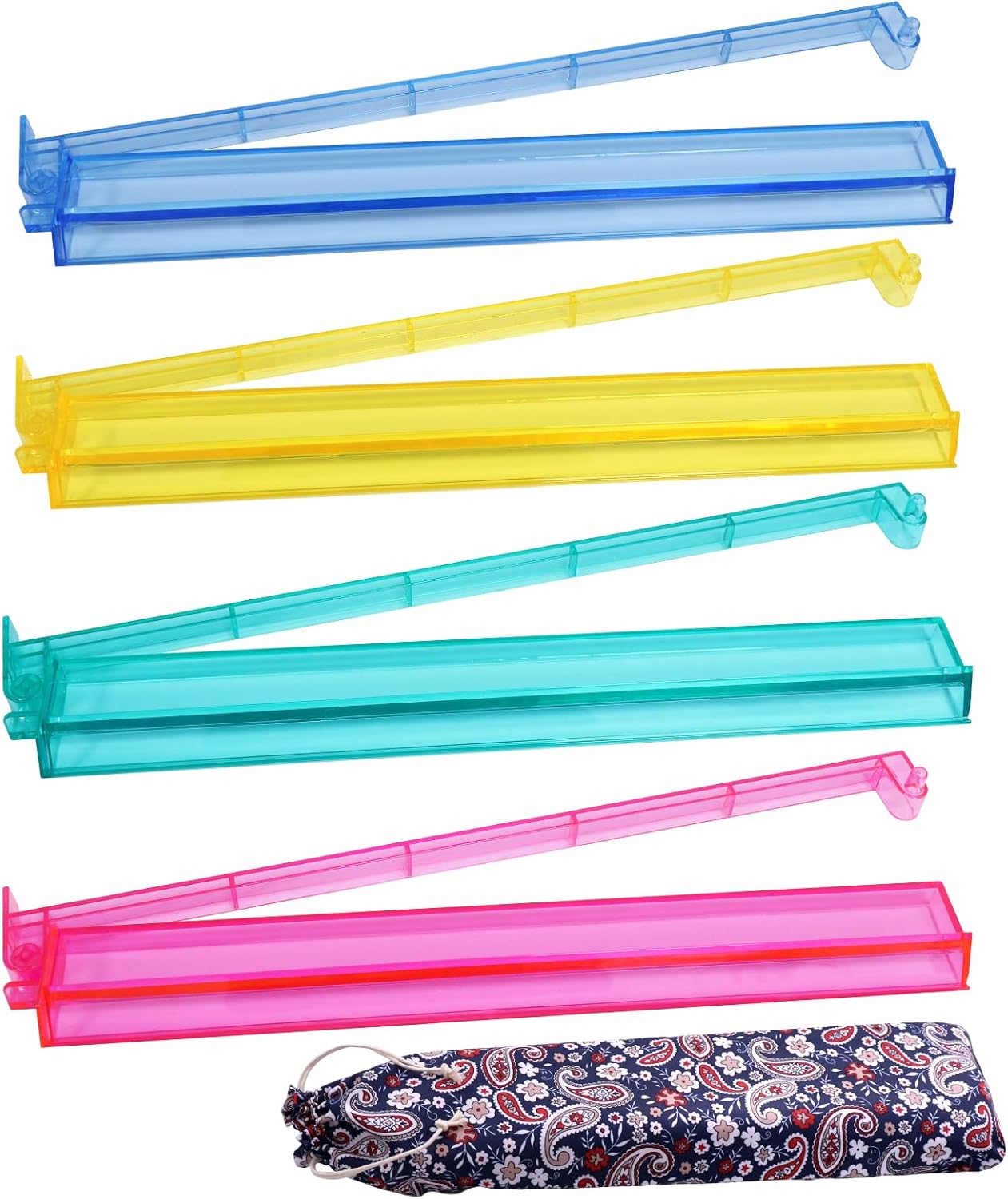 4 Colors Mahjong Racks with Pushers, All in One Clear Mahjong Tile Racks with Storage Bag American Majiang Accessories
