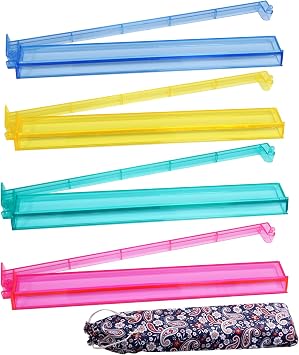 4 Colors Mahjong Racks with Pushers, All in One Clear Mahjong Tile Racks with Storage Bag American Majiang Accessories