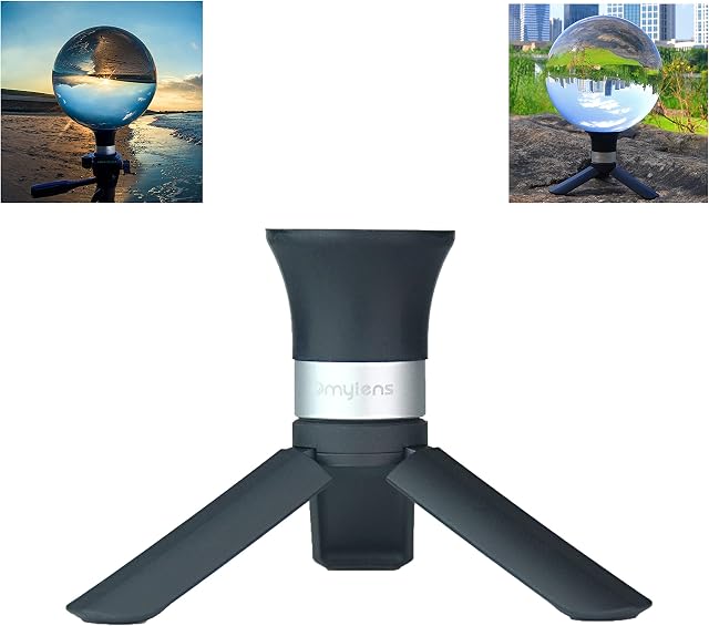 OmyLens Lensball Stand for Photography, Supports 60mm to 150mm(6 inch) Crystal Ball, Lensball Holder, Suction Mount Cup+ Alumina Base (1/4"-20 General Internal Thread) + Mini Tripod