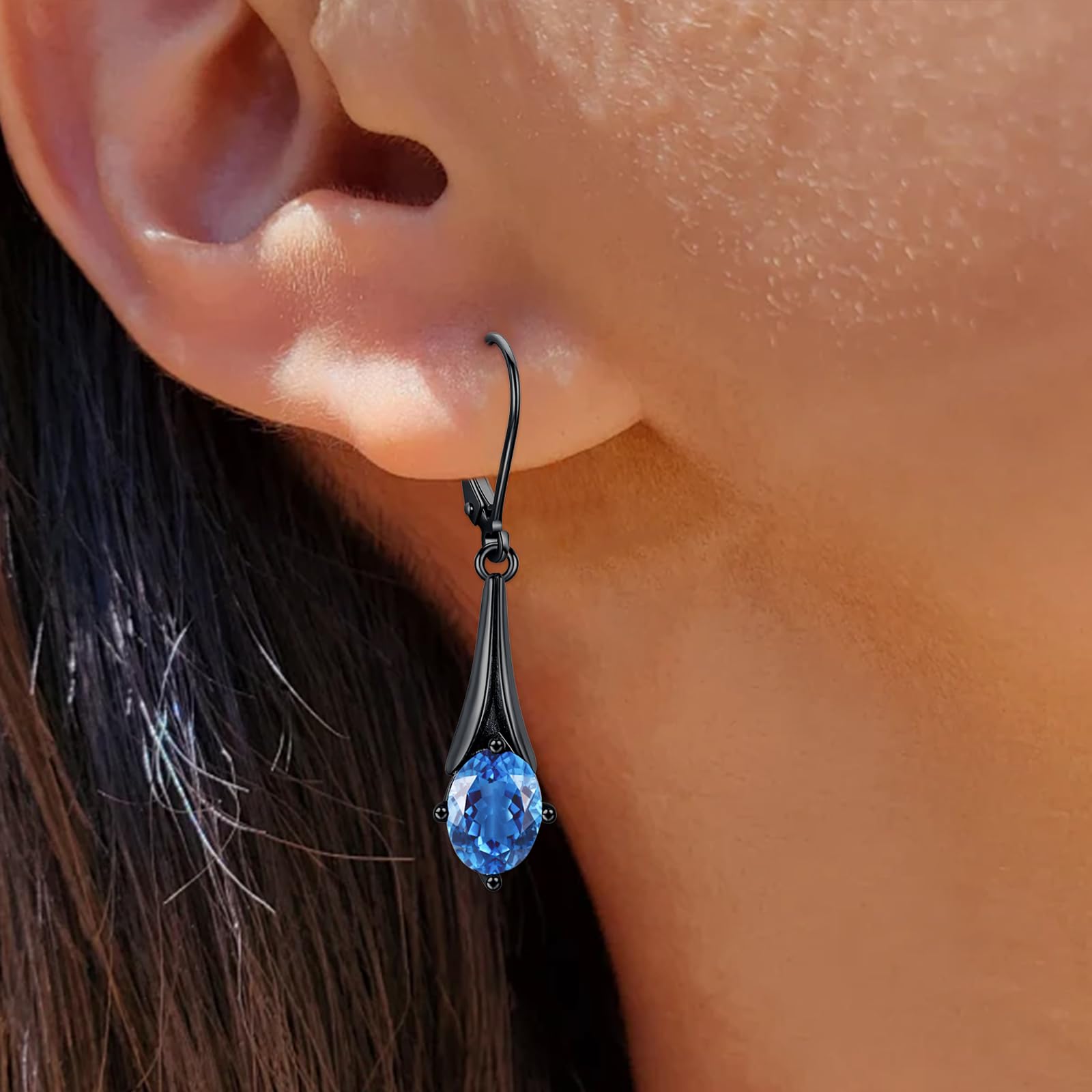 Aquamarin Tropfen Ohrringe 925 Sterling Silber Damen Tropfen Ohrringe Vintage Weihnachten Halloween Ostern Muttertag Valentinstag Geburtstag Schmuck Geschenke für Damen