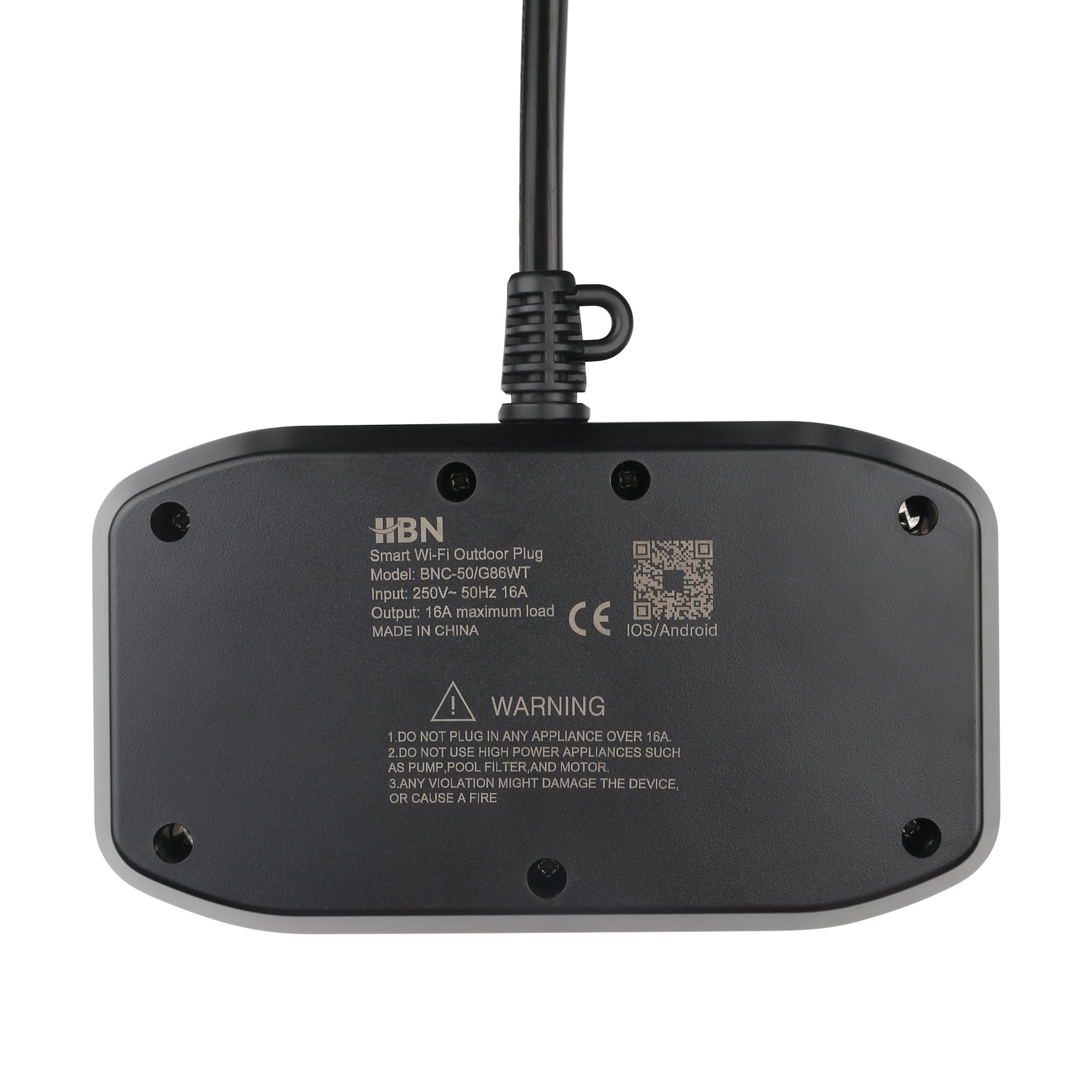 HBN Enchufe WiFi para exteriores con 2 salidas, 16 A 3600 W, enchufe inteligente para exteriores, IP54, resistente al agua, Wifi doble enchufe exterior, compatible con Alexa y Google Assistant, cable