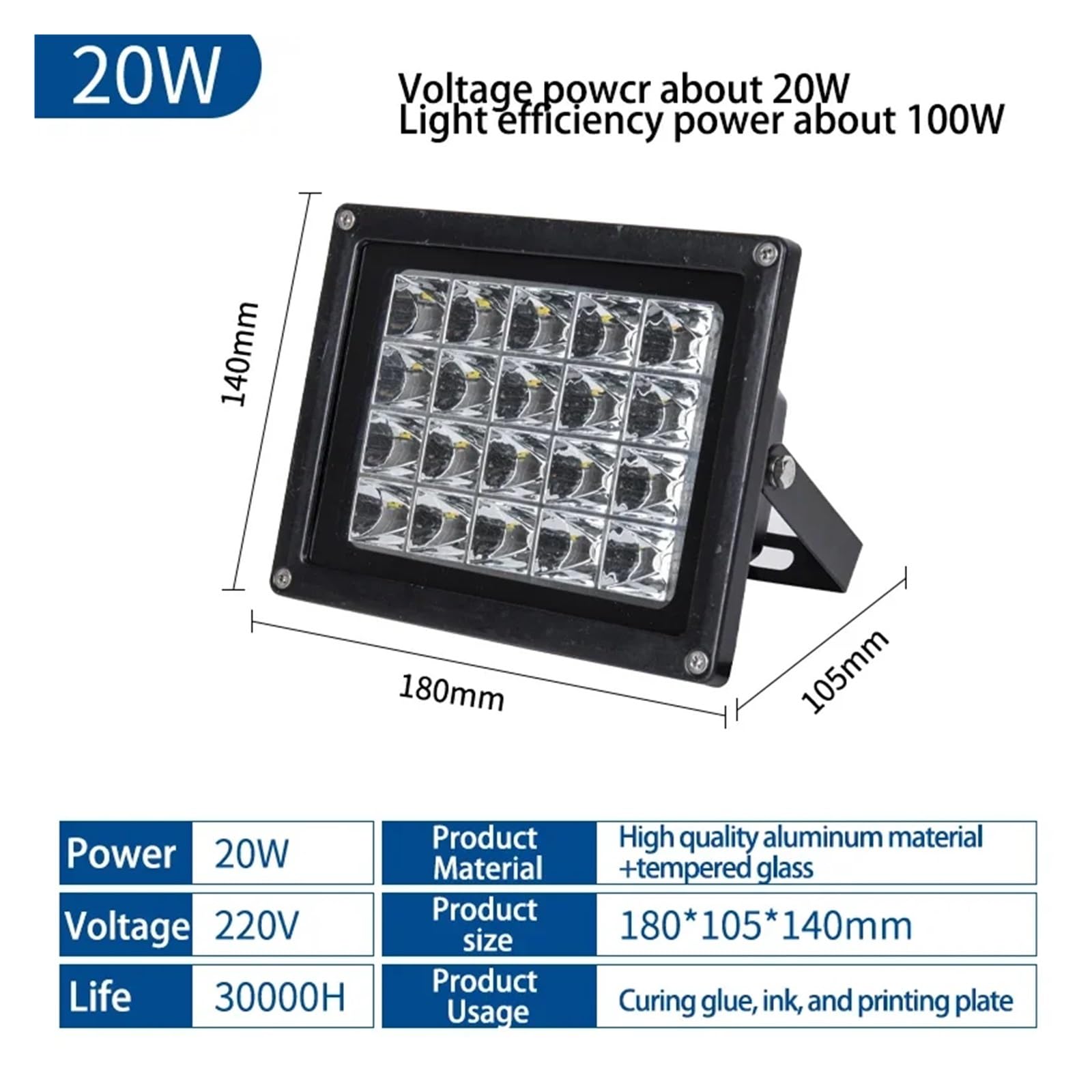 Lampa twardości UV Drukarka 3D 365NM 7W Żywica PCB Naprawa Lampa UV LED Zielony olej Ręczna robota DIY Utwardzanie