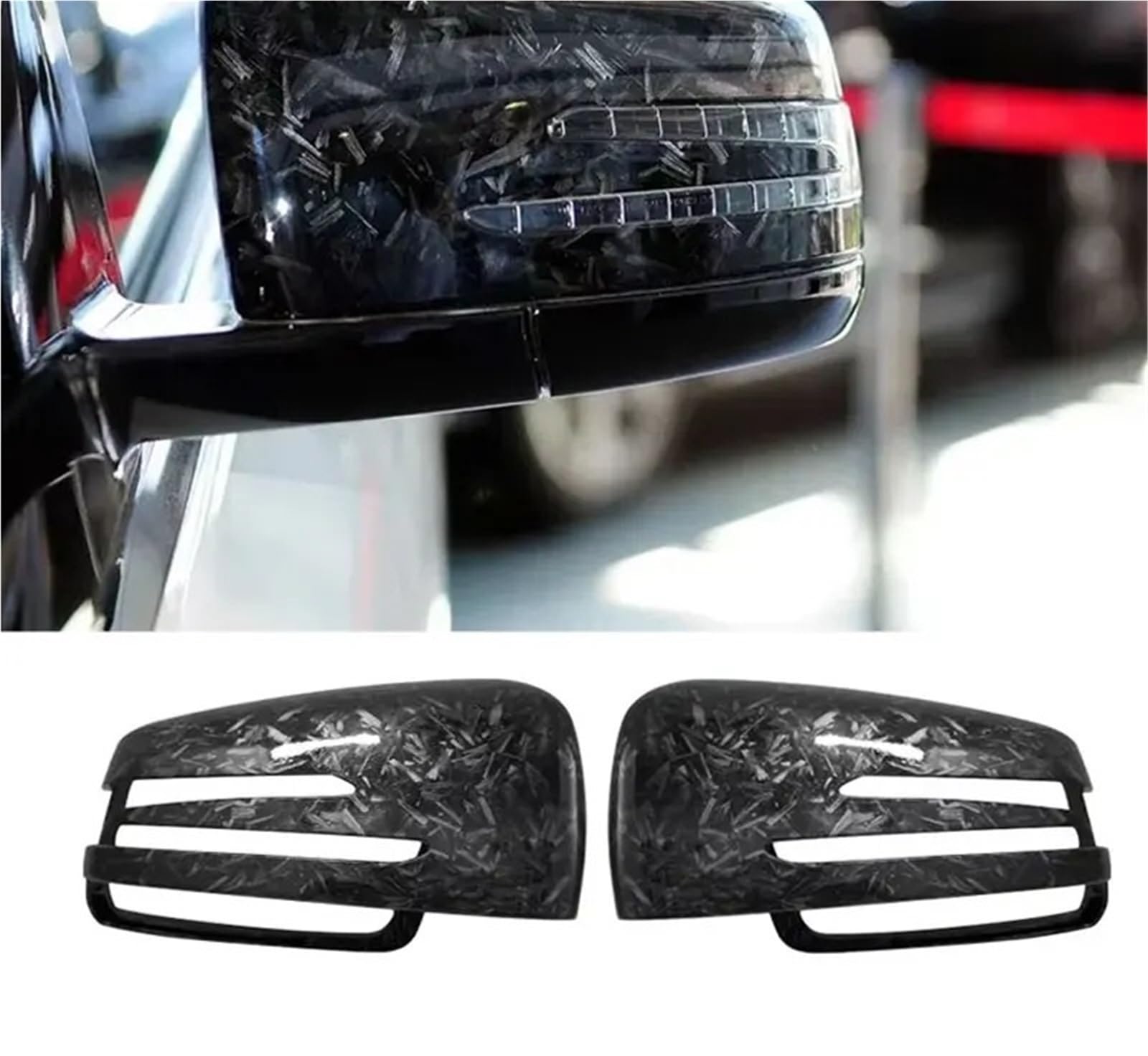 Naklejka przeciwmgielna na lusterko Osłony lusterek wstecznych pasujące do Mercedes-Benz W204 E W212 W176 W246 CLS C218 GLA X156 ABS Włókno węglowe Czarny połysk(Carbon fiber pattern)