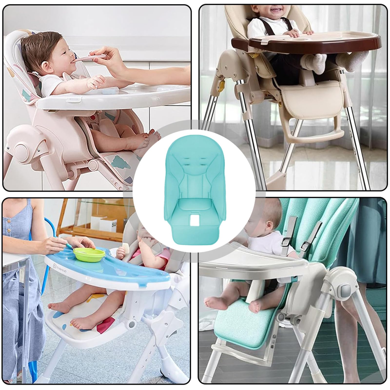 Hiseng Housse de Coussin pour Chaise Haute, Dessin Animé Coussin Chaise Haute Bébé Remplacement Universelle Housse de chaise de salle à manger PU pour bébé Housse Chaise Haute (40x83cm,Bleu foncé)
