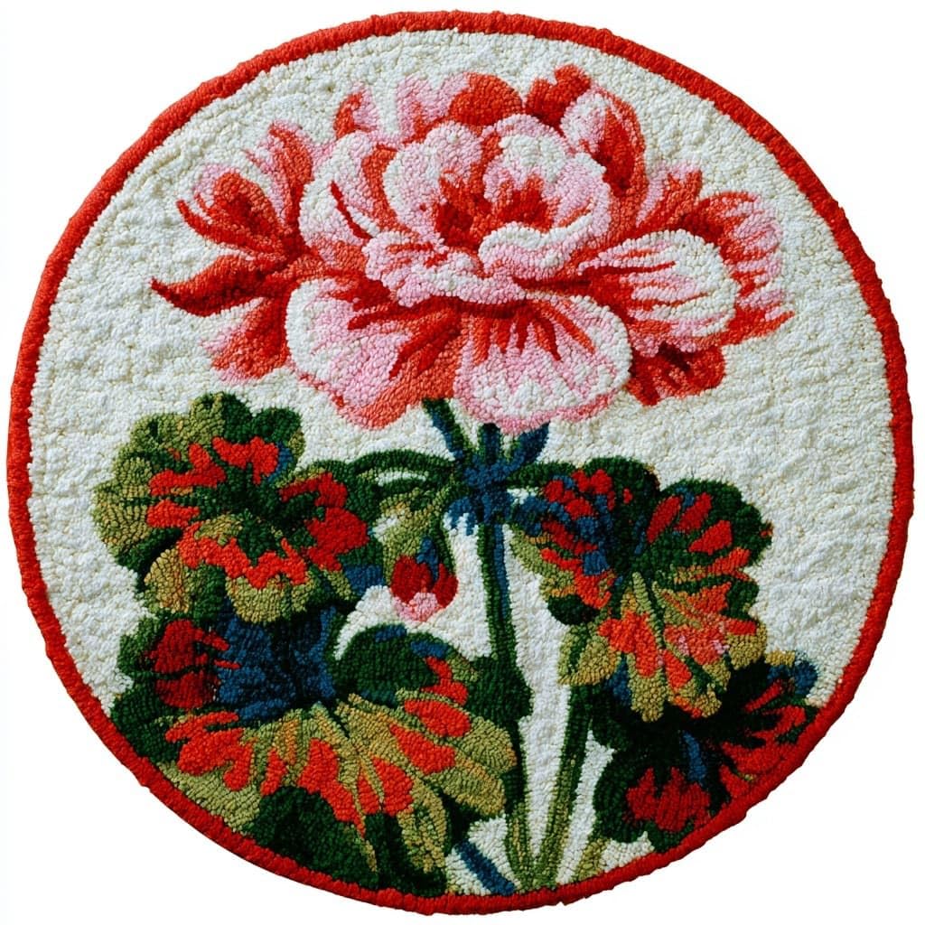 AMBATTERY Round Shape Latch Hook Kits Rug,Flowers