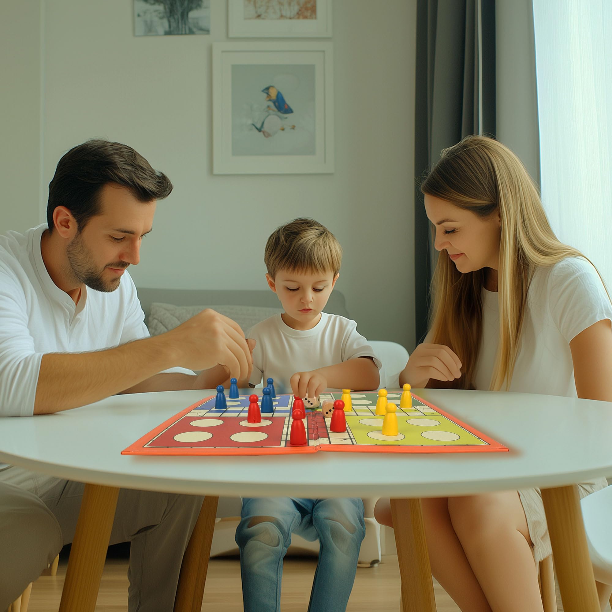 Juego de mesa plegable Ludo | Juego de mesa familiar portátil apto para viajes | Incluye 16 fichas de color, 2 dados | Diversión en interiores y exteriores para niños y adultos | Juego de juguetes 5