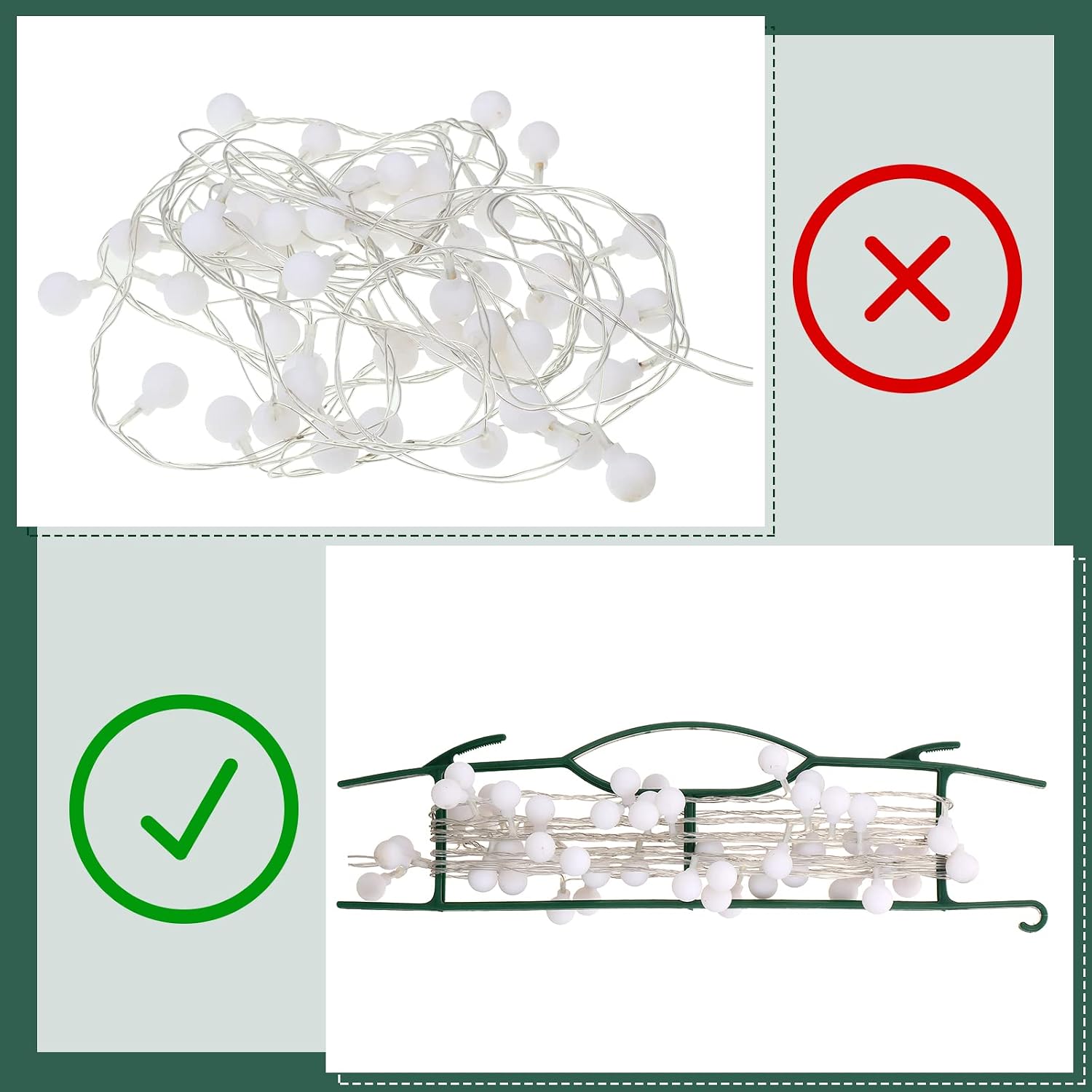 Weysat 12 Pcs Christmas Light Storage Holder Holiday Light Extension Holder All Purpose Cord Wind Up String Lights Organizer for Christmas Tree Cords to 164ft, 16 x 4 Inch(Green)