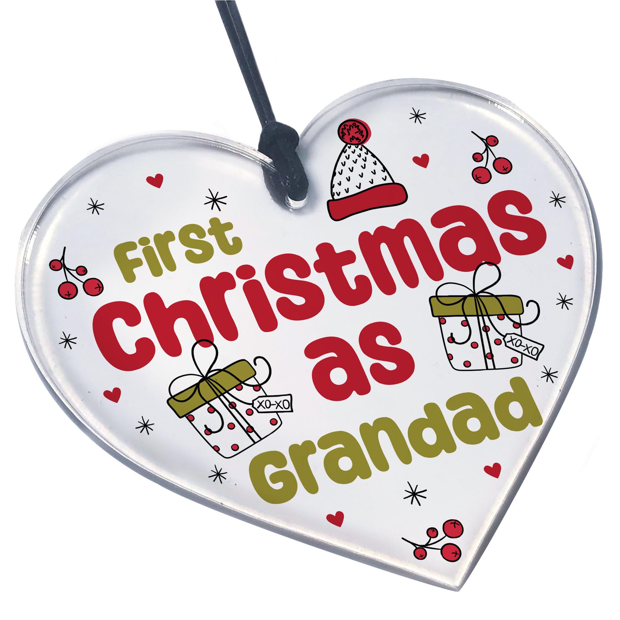 Red Ocean Christmas Decoration 1st Christmas As Grandad Gift Acrylic Heart Christmas Tree Decoration Grandparent Gifts For Christmas