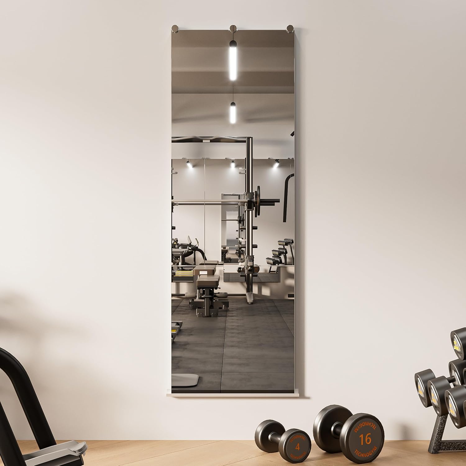 TETOTE Home Gym Mirror 65″ x 22″, Fitness, Wall Mounted for Garage, Bedroom, Oversized Frameless Mirror