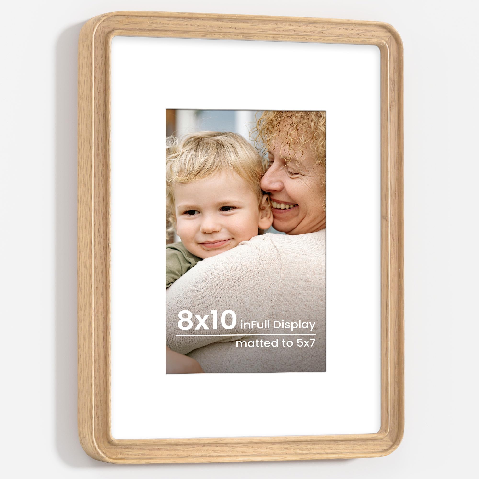 Cadre photo en chêne massif 20,3 x 25,4 cm Axeman avec verre trempé pour mur et table