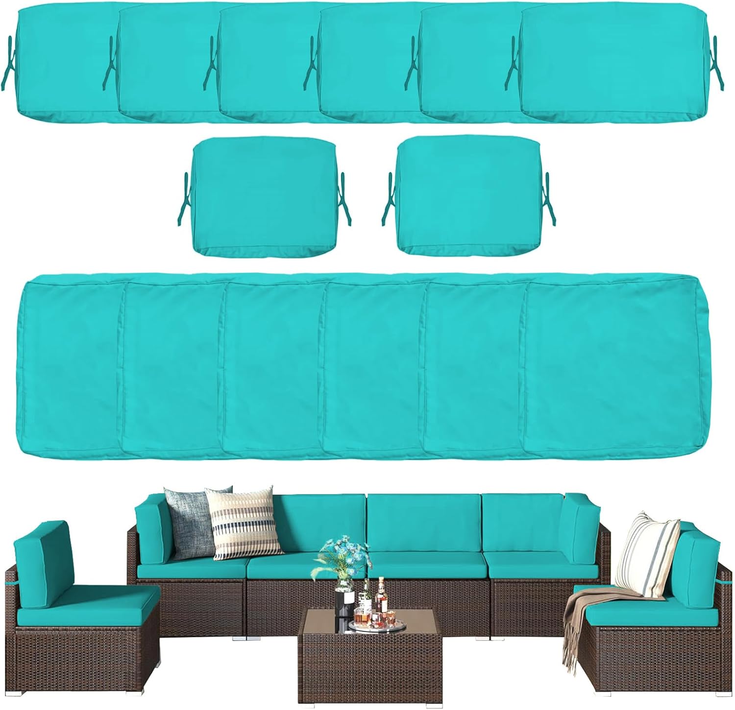 YQNUCO Patio Cushion Covers Replacement, Outdoor Cushion Covers for Patio Furniture