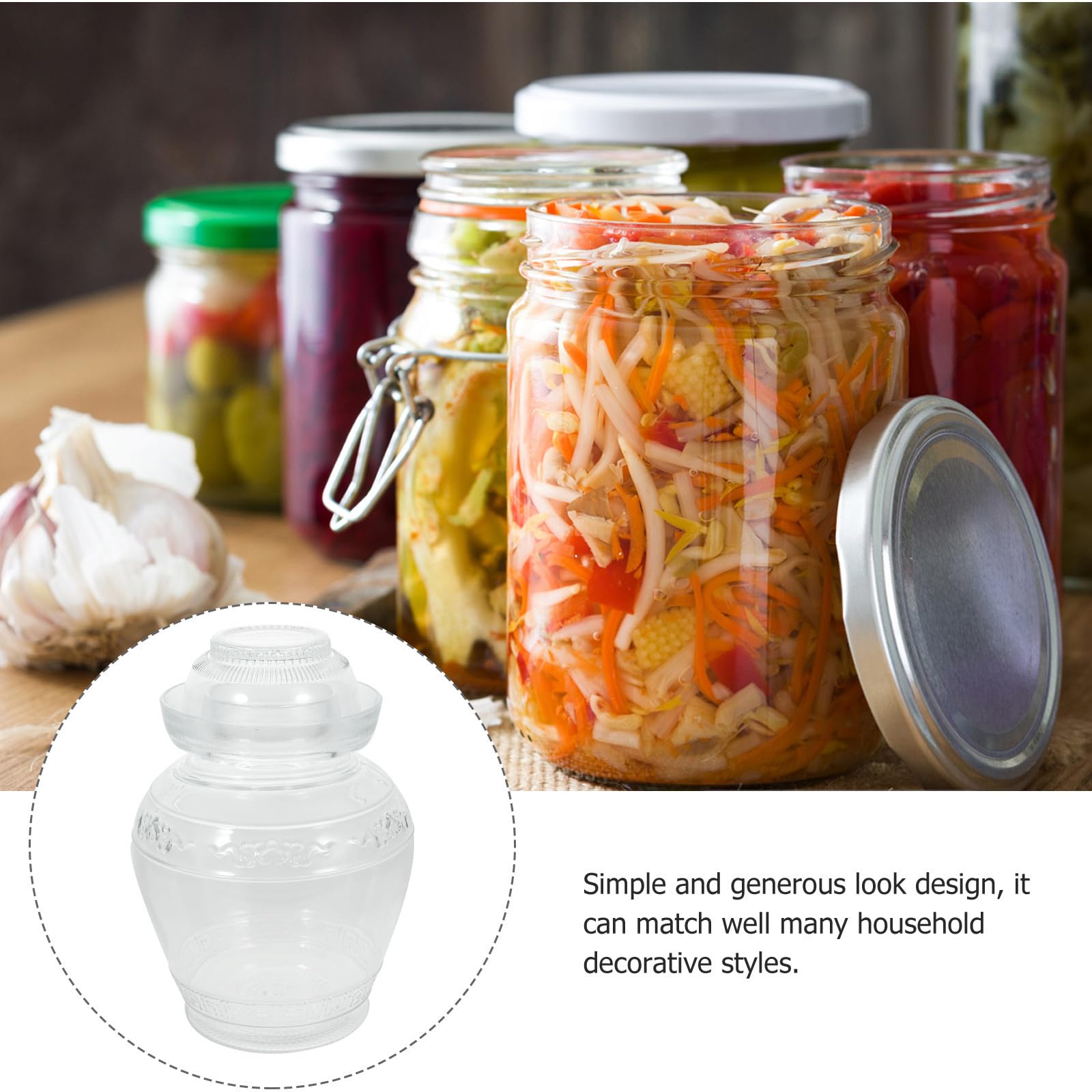 Angoily Transparentes Glas Gurkenglas Einfaches und Großzügiges Design mit Schutzdeckel 2,5kg Kapazität für Küche und Vorratshaltung