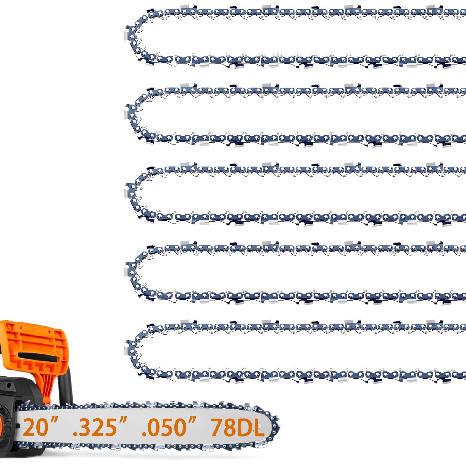 Chaîne de tronçonneuse de 50,8 cm robuste pour guide 78 maillons