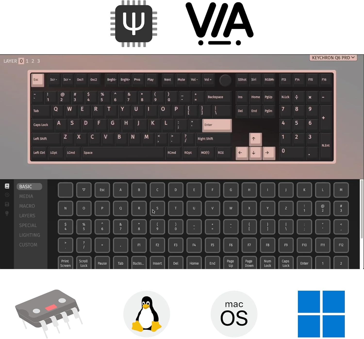 Keychron Q6 Pro Full Aluminum Wireless Bluetooth Custom Mechanical Keyboard, Full-Size QMK/VIA Programmable Knob KSA Double-Shot PBT Keycap Hot-Swappable Banana Switch, Mac Windows Linux - Grey