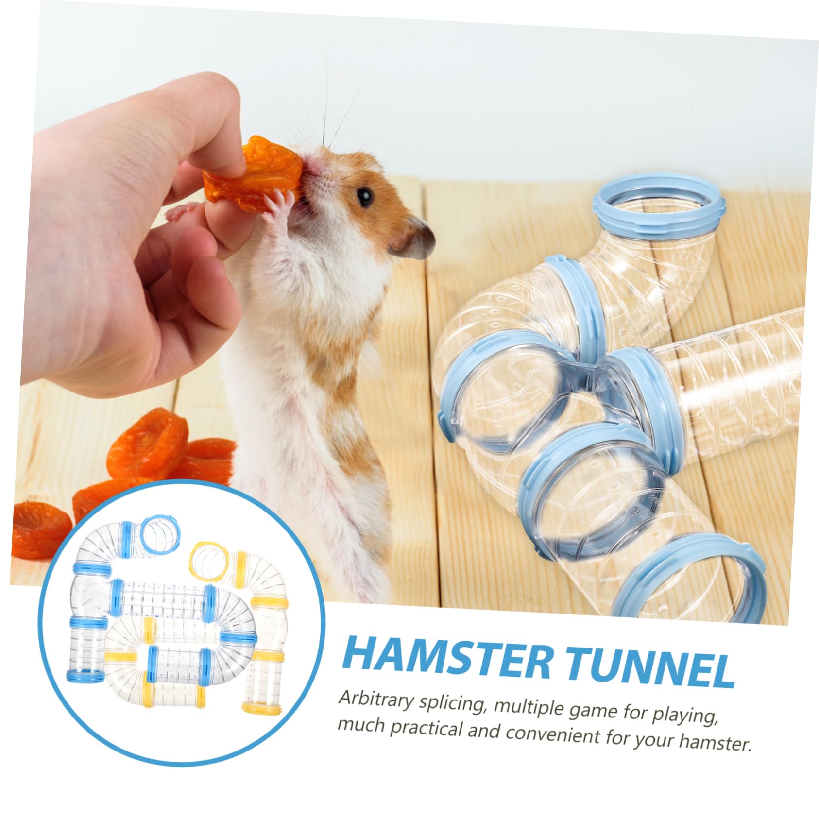 Túnel Transparente para Hámster de Plástico PP, Pack de 2 Juegos | Conexión Segura, Plegable, Apto Ardillas y Ratones, Uso en Jaula, 2 Tubos, Superficie Lisa, PP, Túneles