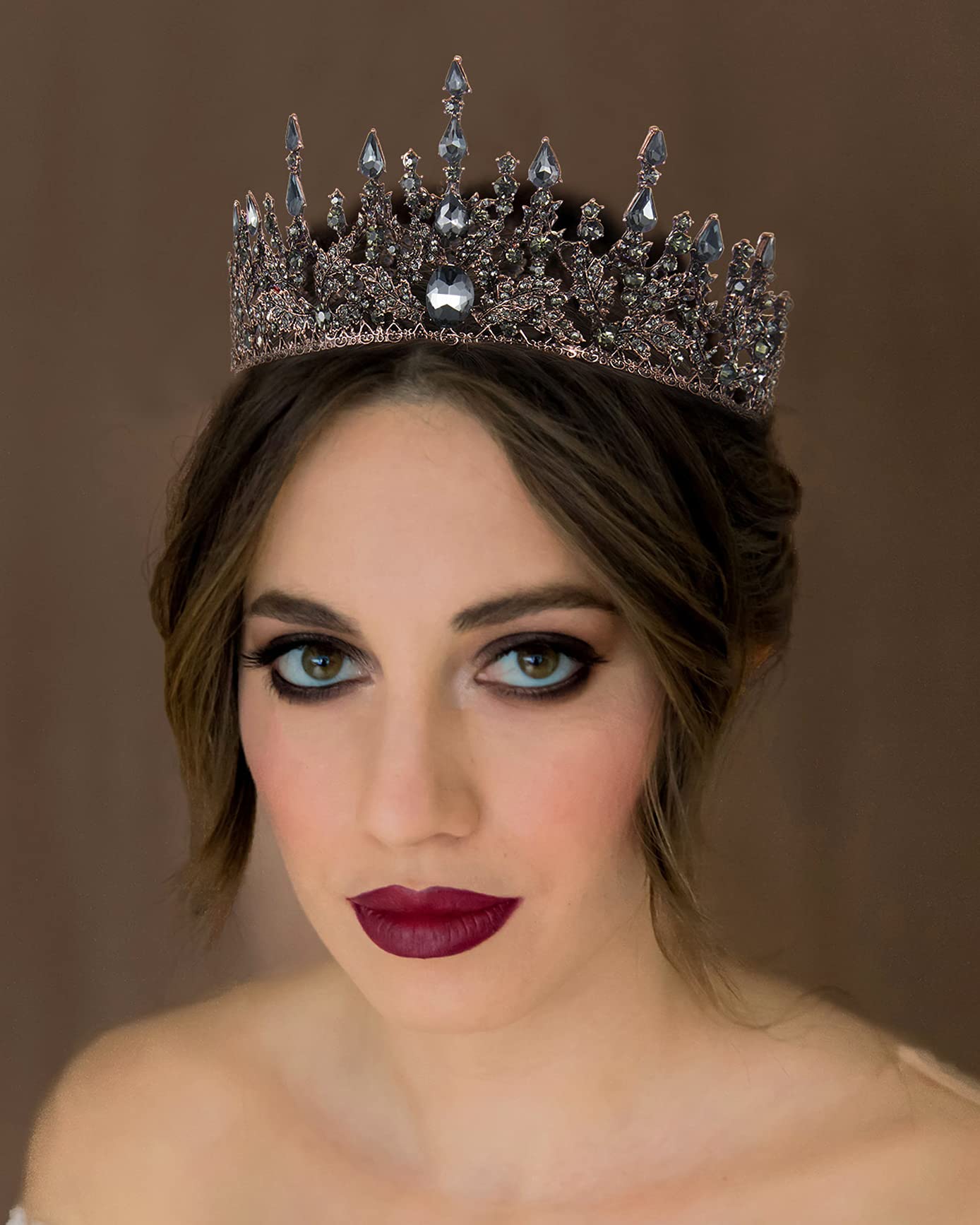 SWEETV Gothic Tiaras and Crowns for Women, Black Queen Crown, Goth