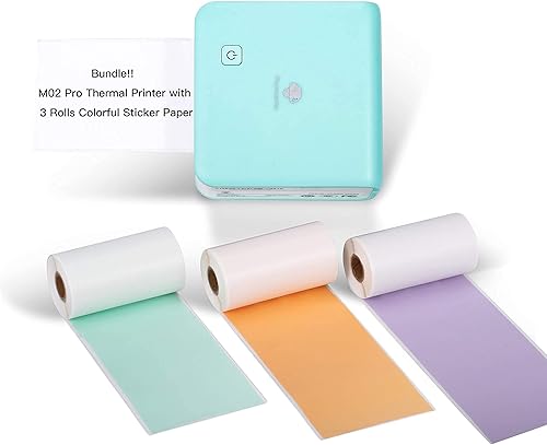 Phomemo Mini impresora M02 Pro - Impresora térmica Bluetooth de fotos con 3 rollos de papel adhesivo colorido, compatible con iOS + Android para