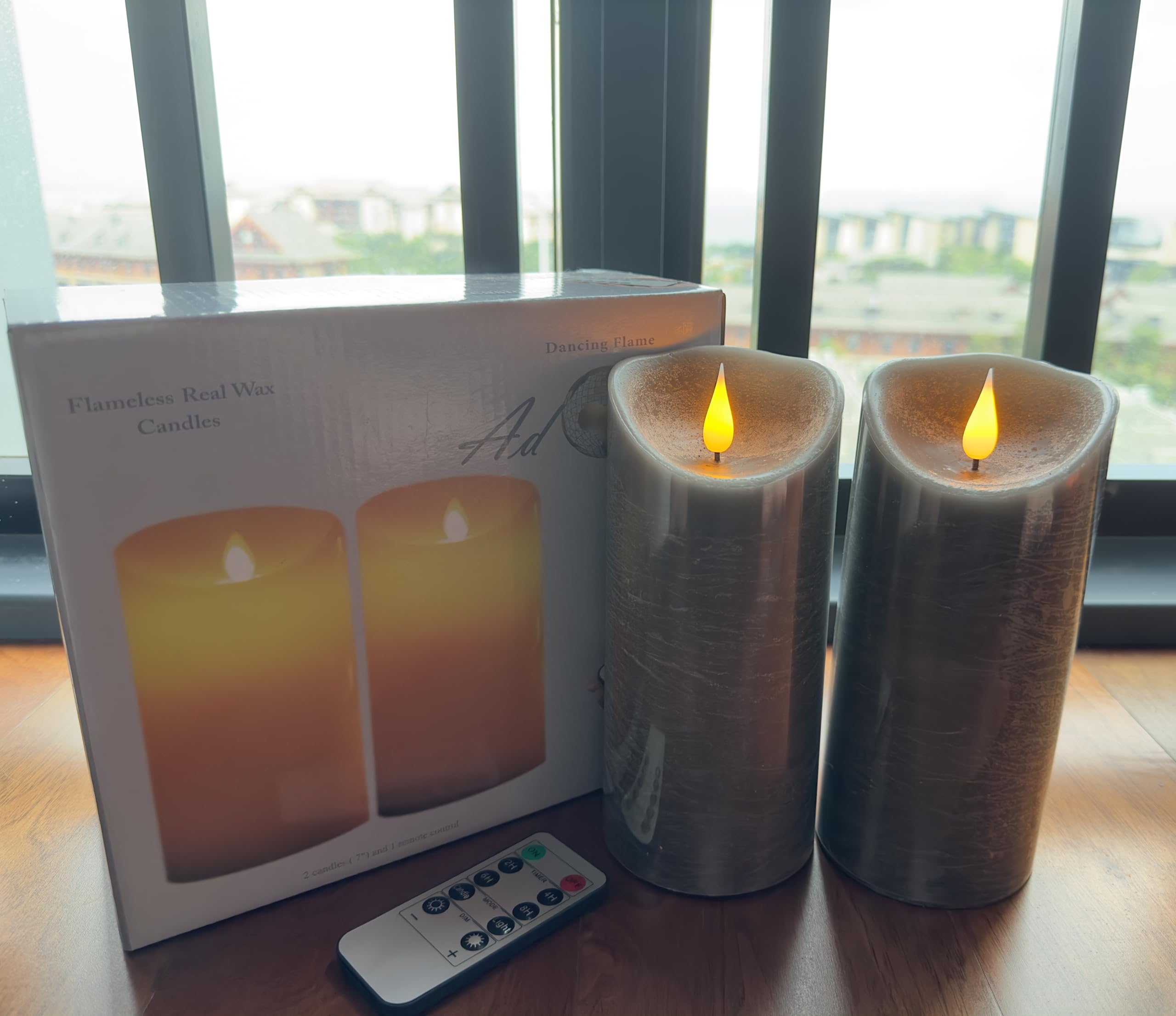 Adoria Blue Flameless Candles Set Of 2 - Real Wax LED Candles With 3D Flame & Ocean Scent