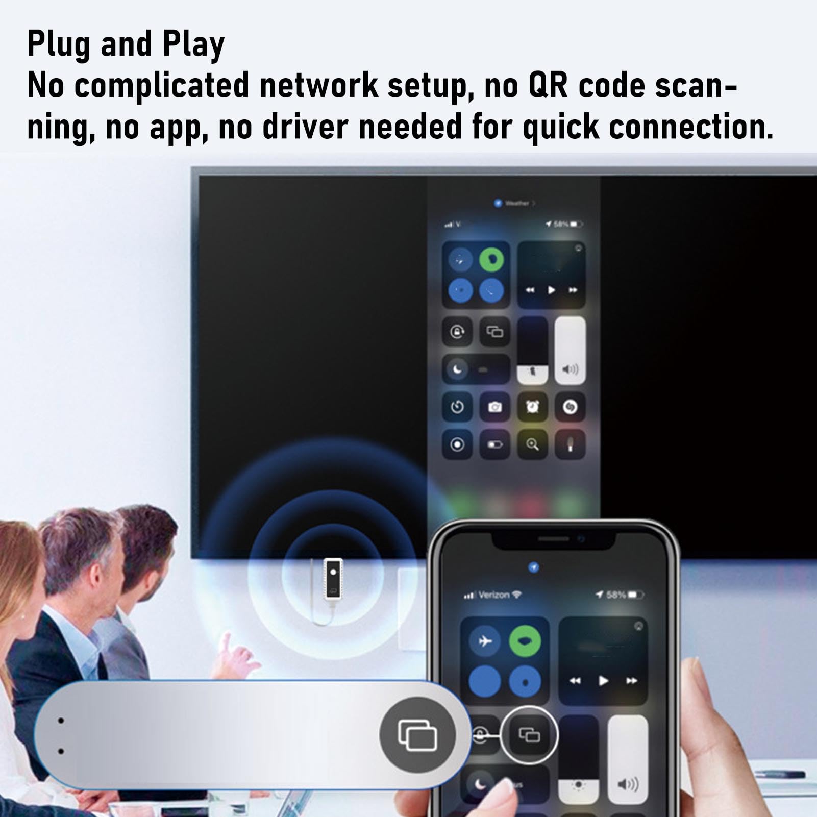 Tonysa Wireless HD Multimedia Nadajnik i Odbiornik, Dekodowanie 4K 1080p Wyjściowe, Podwójny Pasmo 2.4G/5G, Plug & Play, do Przesyłania Strumieniowego do Telewizji/projektora, Typ C
