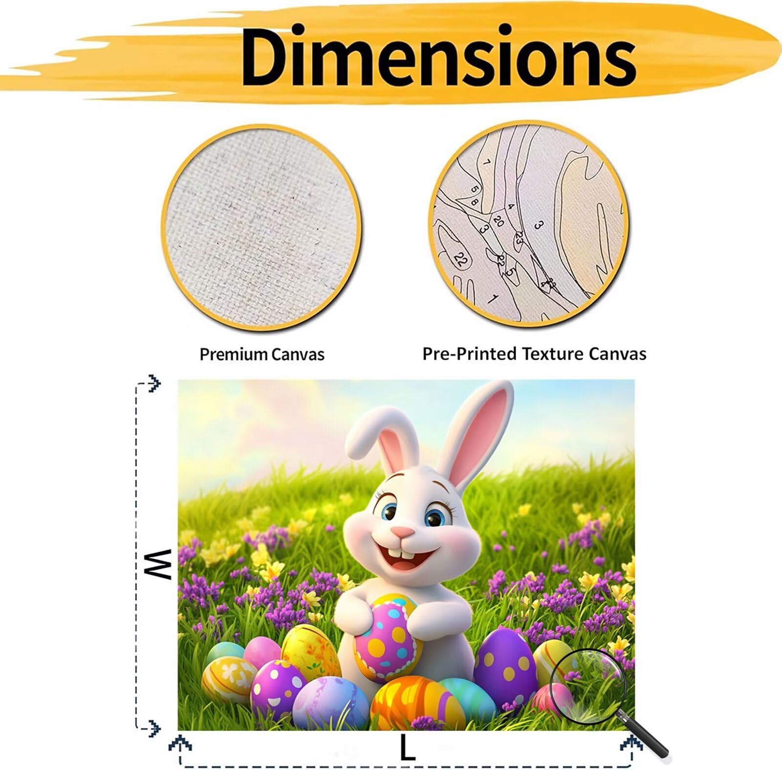 Peinture Numero Adulte Lapin Peinture Numero Pâques DIY Paint by Numbers Enfant Débutants Activité Manuelle kit avec Pinceaux et Peintures Acryliques, Loisirs Créatifs Femme Cadeau 70x90 cm 2W-439
