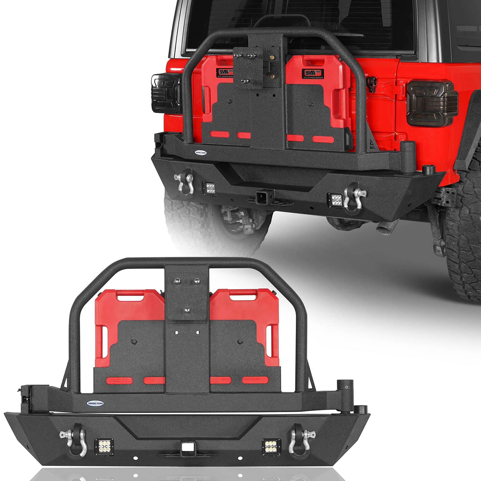 Buy Hooke Road JL Rear Bumper w/Tire Carrier & 2 Fuel Containers for ...