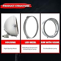 Vista 2 de FATECIM Faro delantero redondo de 7" para motocicleta con carcasa de cubo y visera, cubierta protectora de 7 pulgadas, carcasa de faro LED