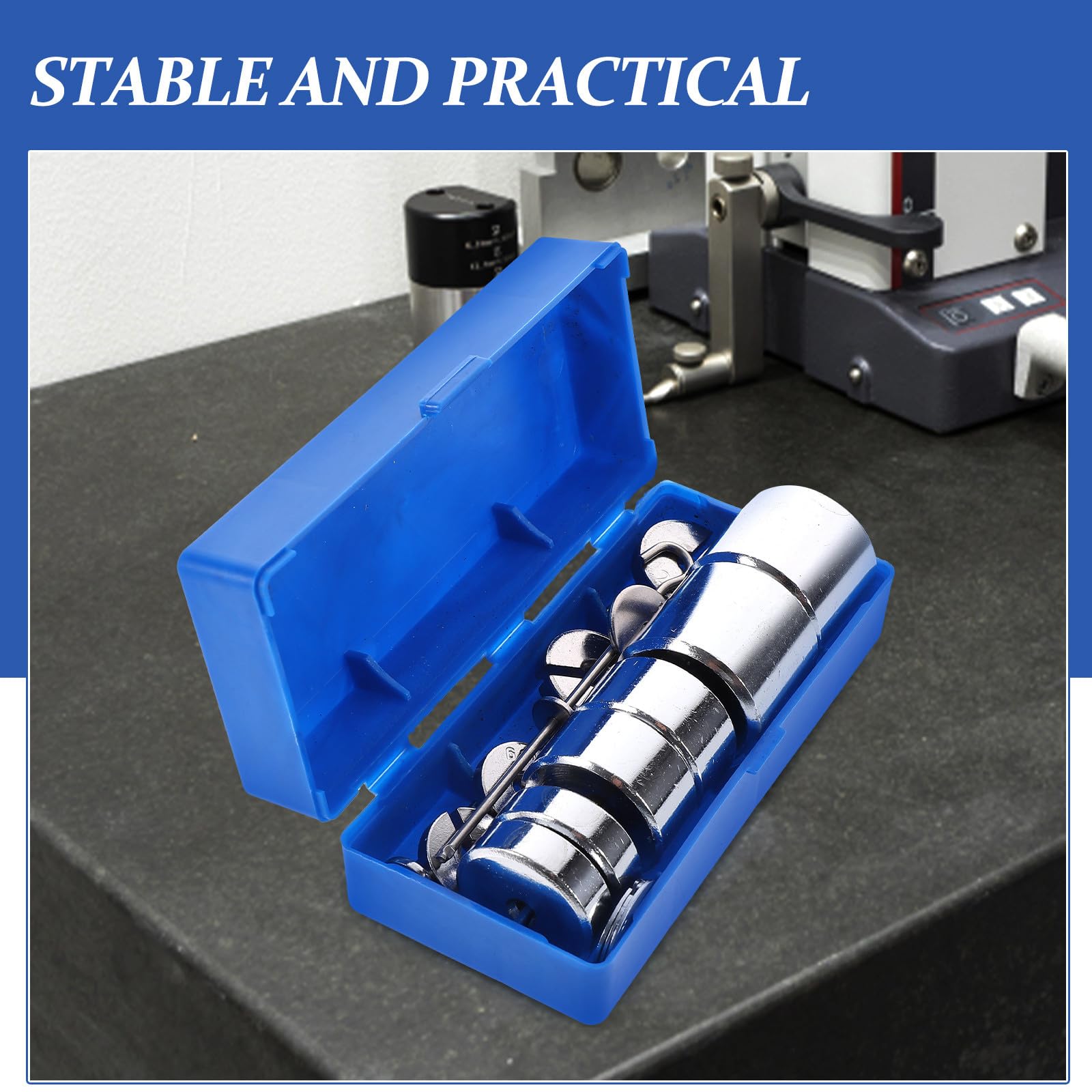 FOMIYES Juego de Pesas Ranuradas de Metal para Laboratorio, Set Completo Percha y Caja, Masas Ranuradas Pequeñas para Experimentos Científicos y Medición Precisa en Física, Acero Durable