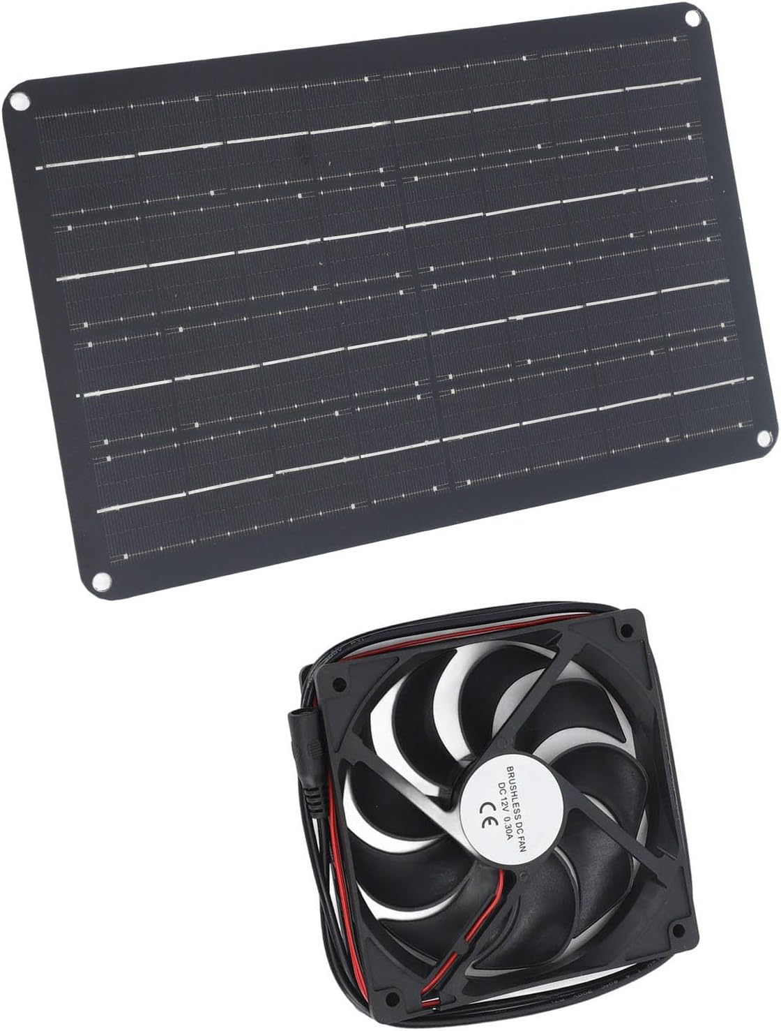 Solar Panel Fan Kit, 15W, 12V DC, 4.9ft Cable - Energy Efficient Cooling, Easy Installation for Greenhouse, RV, Pet House (2 Fans)
