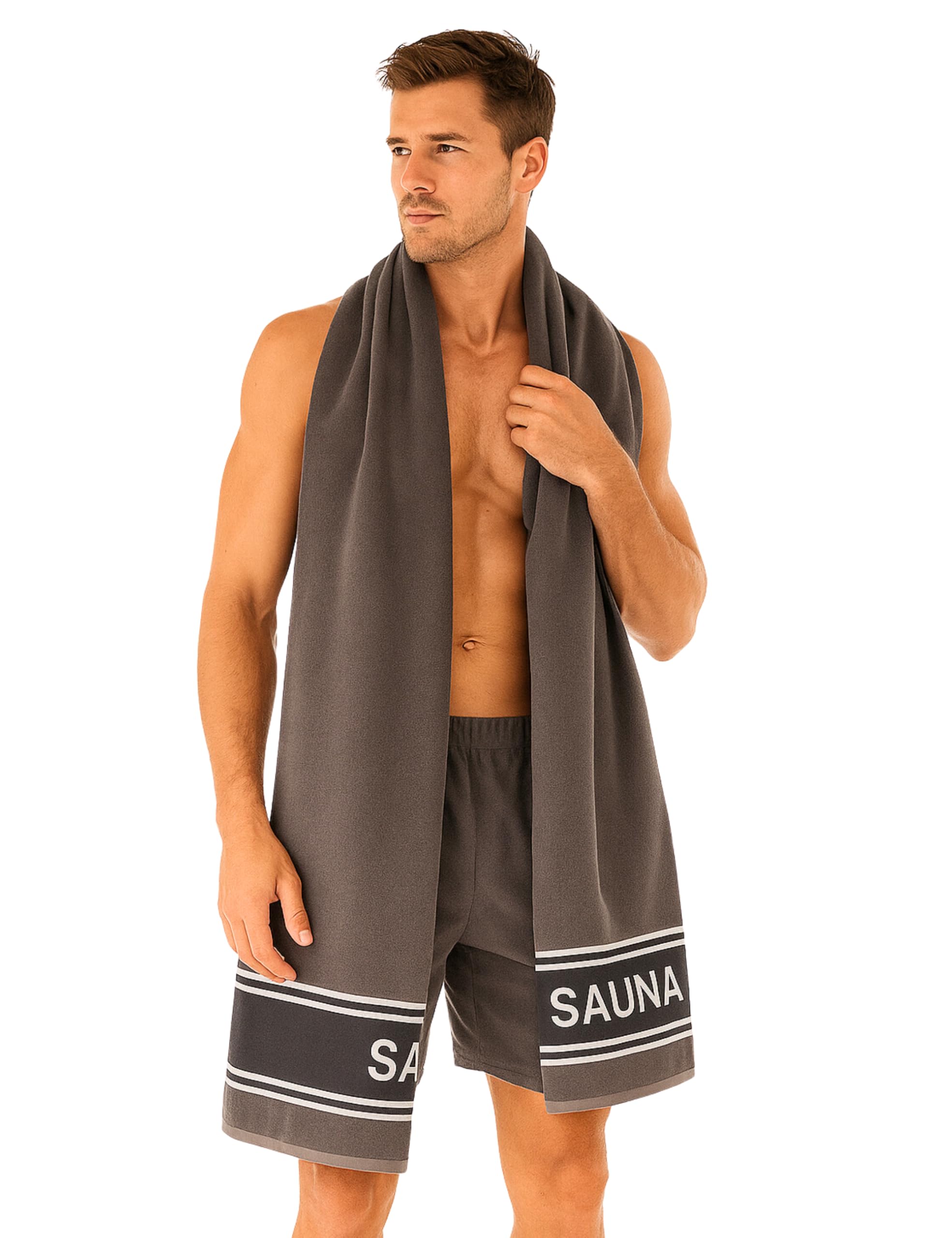 Morgenstern Sauna Towel XXL 80 x 200 cm 100% Cotton Sauna Hand Towel Bath Towel Large for Men and Women Terry Cloth Oeko Tex Standard 100 Grey