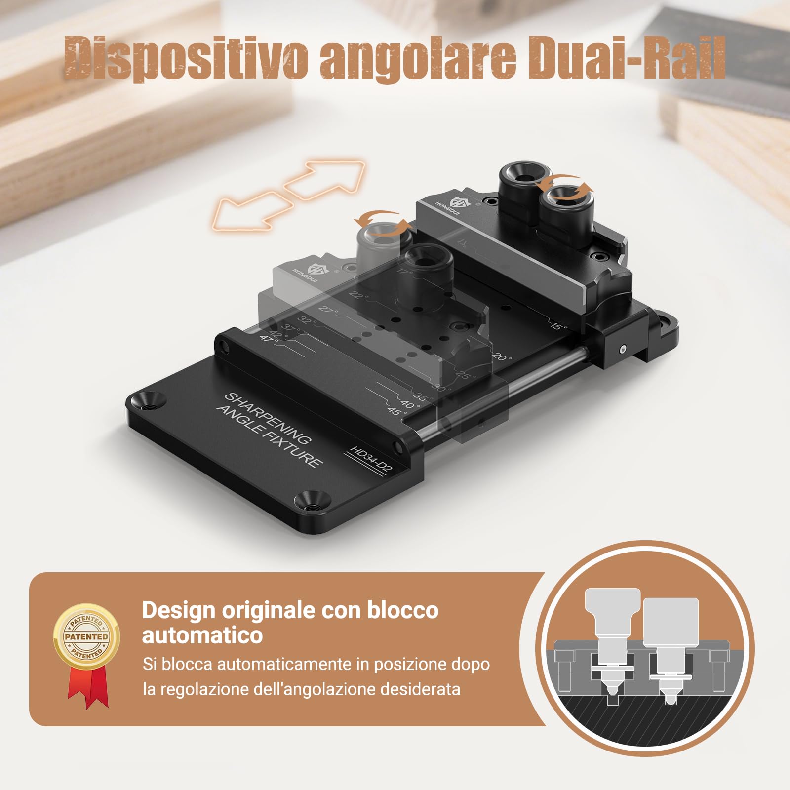 HONGDUI Kit di Affilatura per Scalpelli con Guida di Affilatura, Fisse Angolare & Calibro Angolare, Affilatore per Scalpelli/Piani (0,1"-3,2"), Attrezzo Falegname Professionale