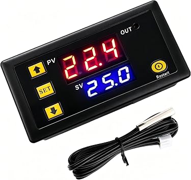 1Pcs 12V 20A Micro Digital Thermostat,W3230 DC Thermostat Temperature Switch with NTC 10K sensor probe