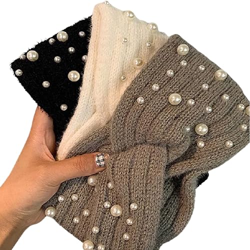 FZBNSRKO Knitted Headband,3 Pieces Winter Knitted Headband Crochet Turband Ear