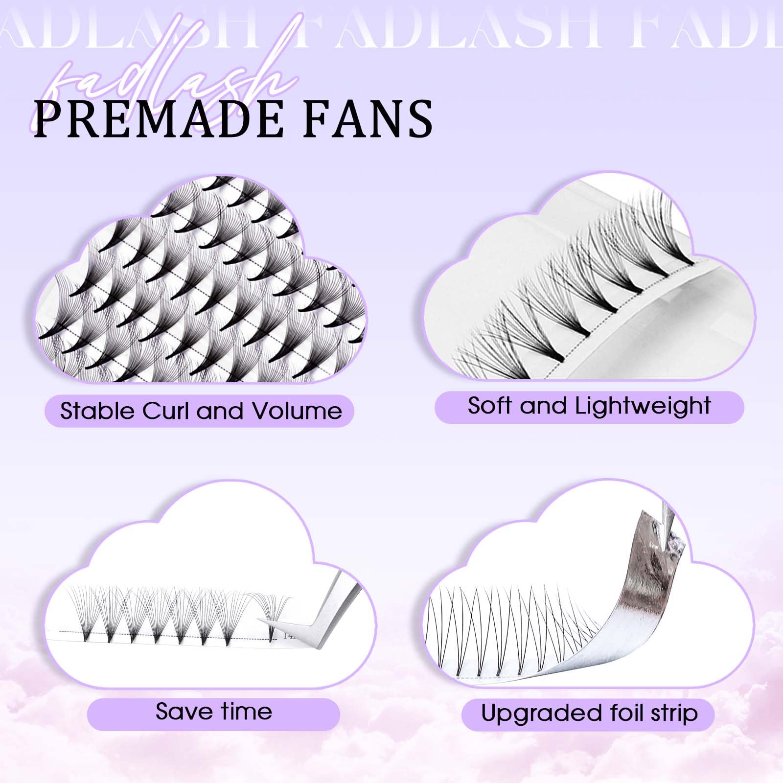 Volumen Ruso 10D 0.07mm C Curl 15mm Prefabricados Extensiones de Pestañas Volume Lashes Extension Ruso Pestañas — view 240