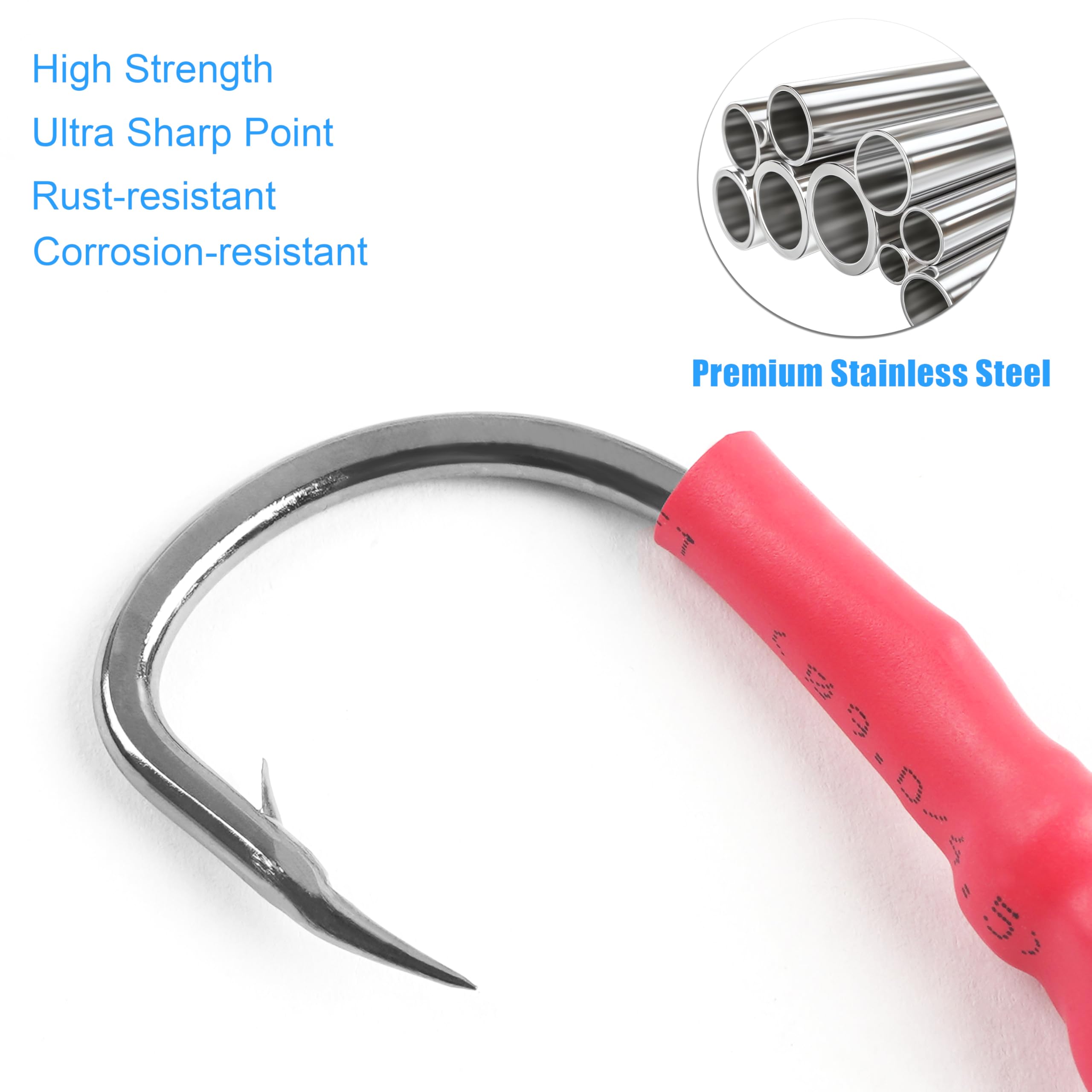 Orootl, 60 ami da pesca in acciaio inox, ami da pesca con forte lenza in polietilene, 1/0-10/0, kit per pesca in acqua dolce e salata, 60pcs-4/0