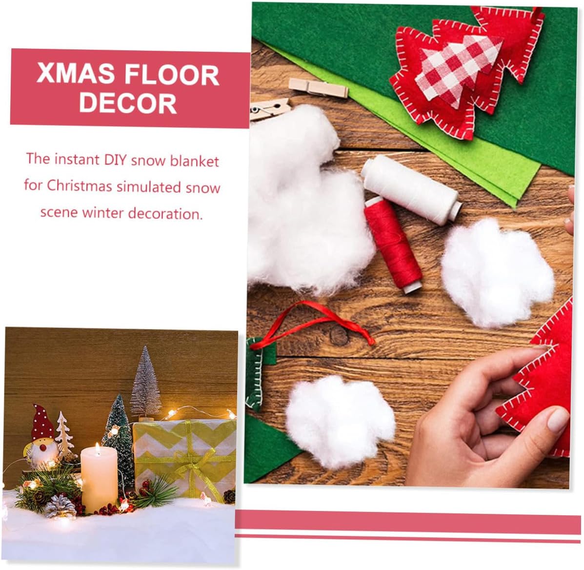2pcs Artificial Snow Blanket Roll for Christmas Village Decor Faux Snow Cover for Holiday Crafts and Winter Party Photo Props White Fabric Carpet Set