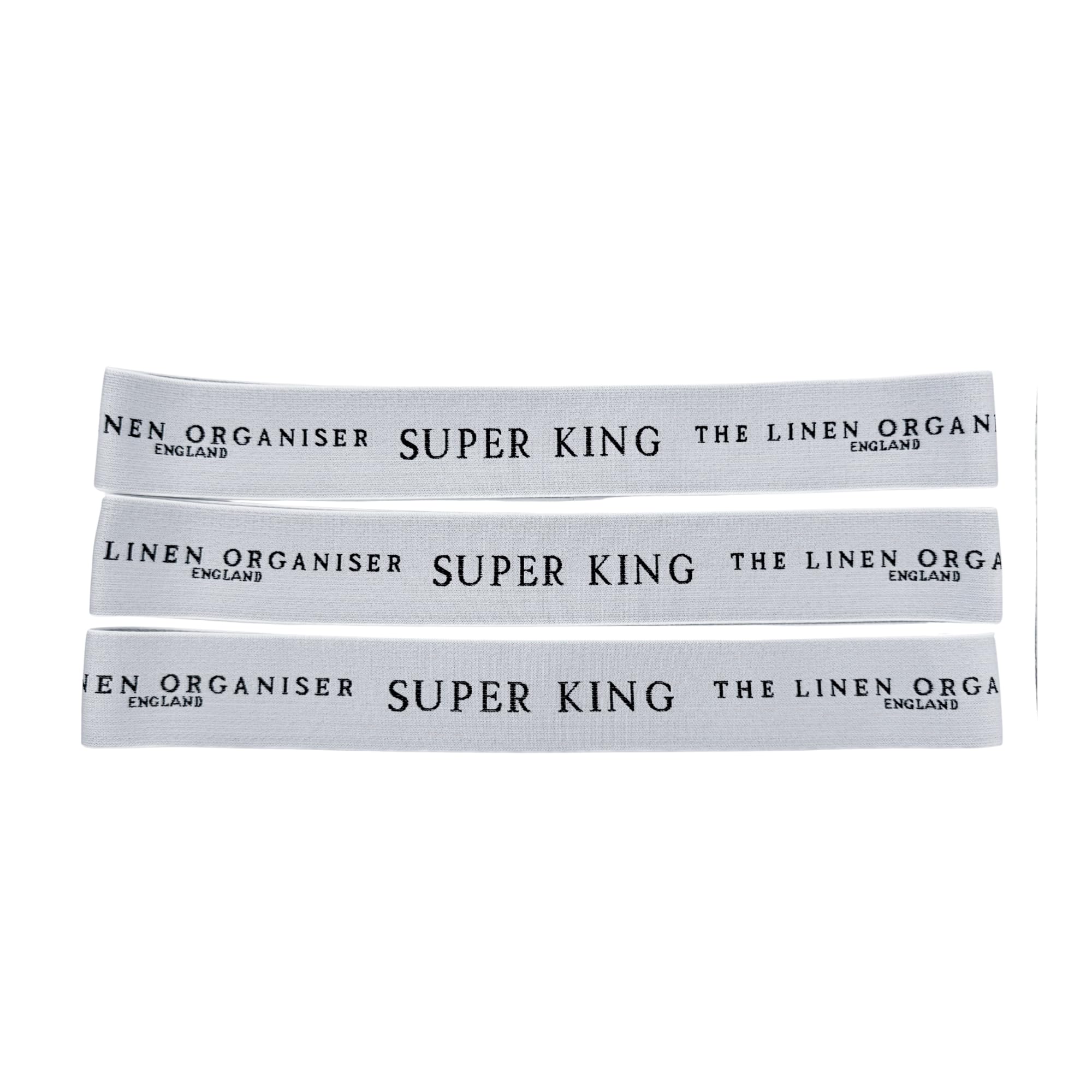 Super King – Linen Organiser Bedding Bands (3 Pack) – Strong Elastic Bedding Organiser to Keep Sheets, Duvet Covers & Pillowcases Neat and Folded + Reusable Canvas Storage Pouch By Halfyard Studio
