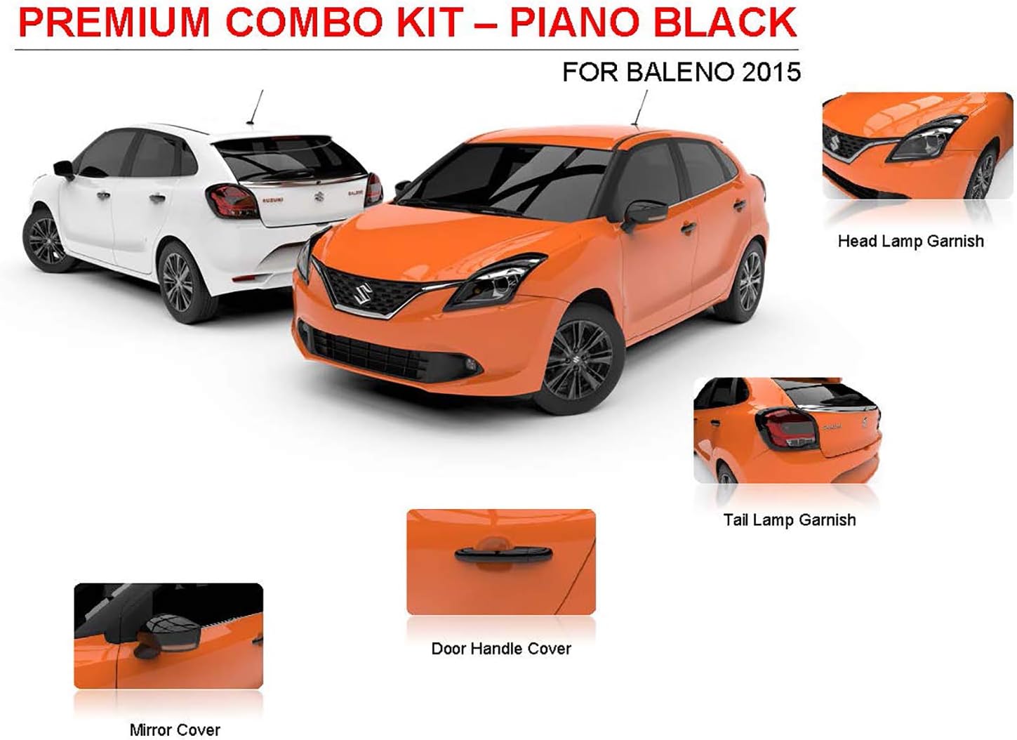 Sepia Piano Black Combo Kit for Baleno (Set of 10) (SXPB-003)