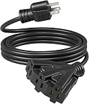 DEWENWILS 10FT Cord d'extension extérieur, Cord de rallonge vert 13A/1625W, 16/3 SJTW Câble d'alimentation avec des lumières à cordes étanches à plusieurs sorties, ETL Inscrit, paquet de 1