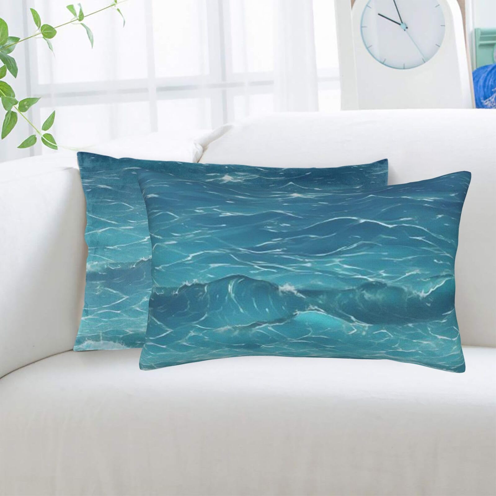 The Deep Ocean Standard Pillowcases Sets of 2, Ultra Soft Microfiber Plush Pillow Cases 14"X20" Comfort Decorative Throw Pillow Cover with Hidden Zipper for Bedroom, Sofa, Couch