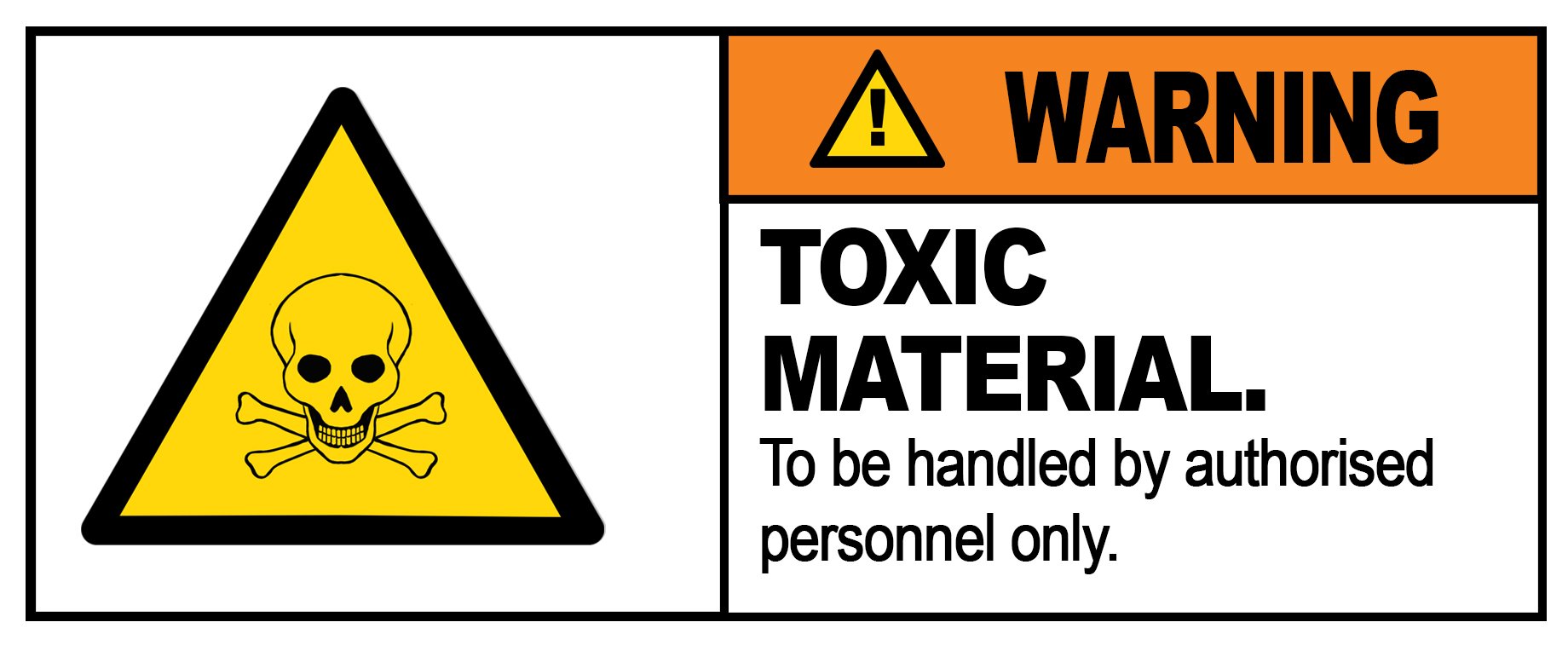 Party Decor 2 X Warning - Toxic Material - Warning Sign Removable Self Adhesive Waterproof Durable Vinyl Label Sticker 225Mm X 106Mm
